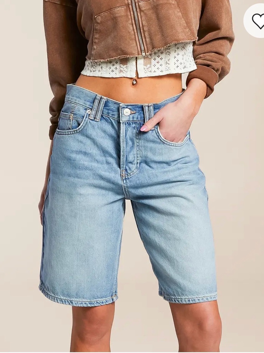 We The Free Light Blue Denim Bermuda Shorts